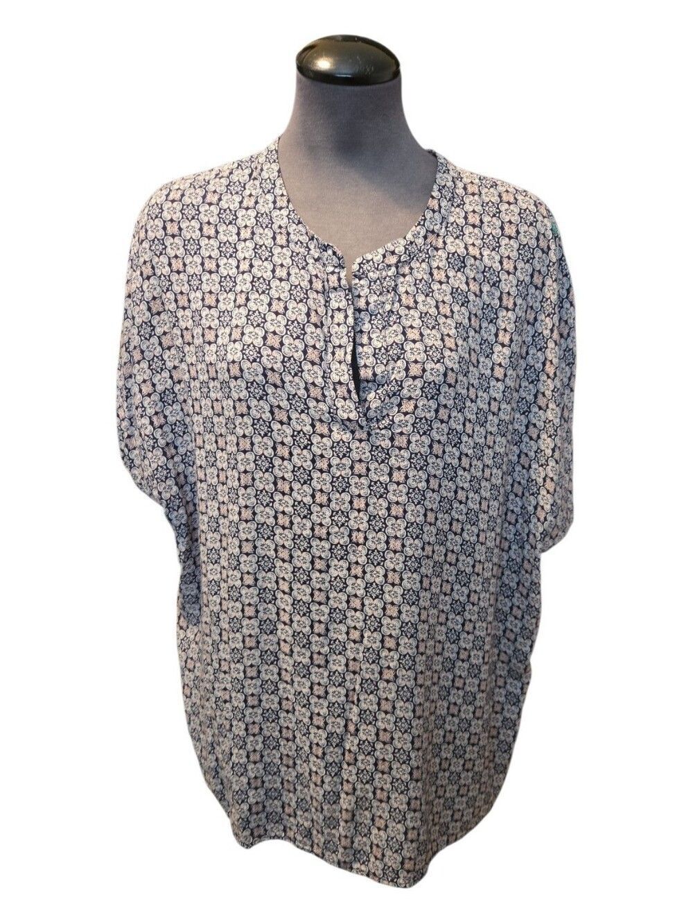 EC Caslon V-Neck Popover Blouse Sz.L